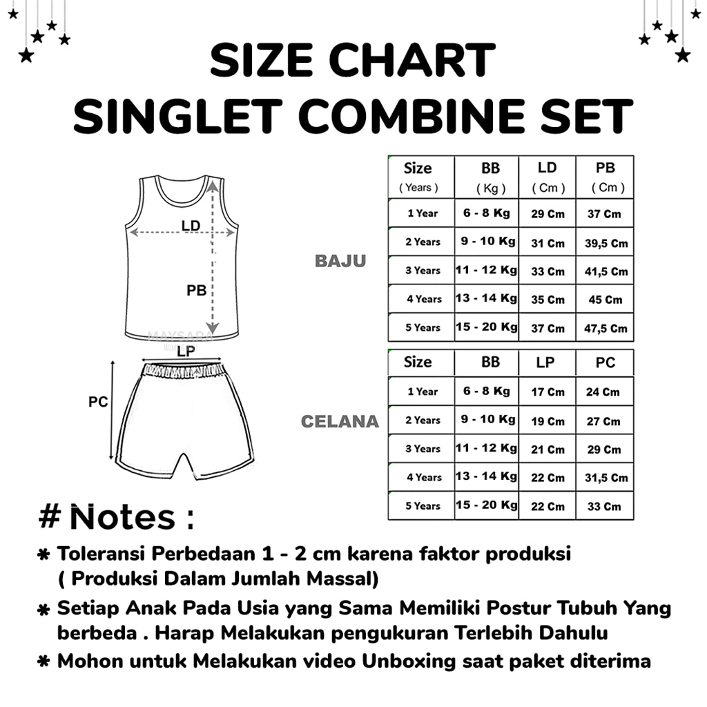 Piyama Singlet Combine Two Color
