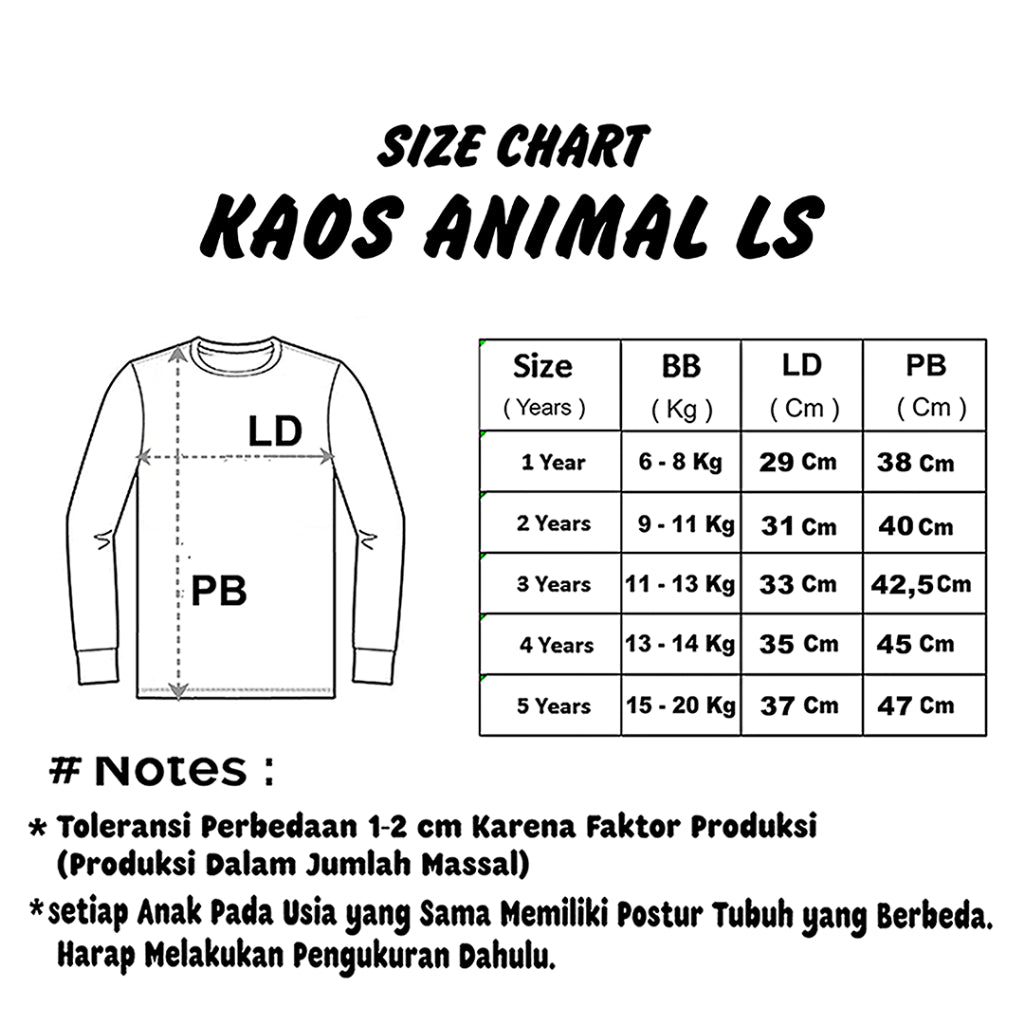 Kaos Animal LS Lengan Panjang