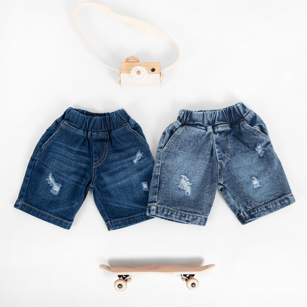 Celana Short Denim Sobek