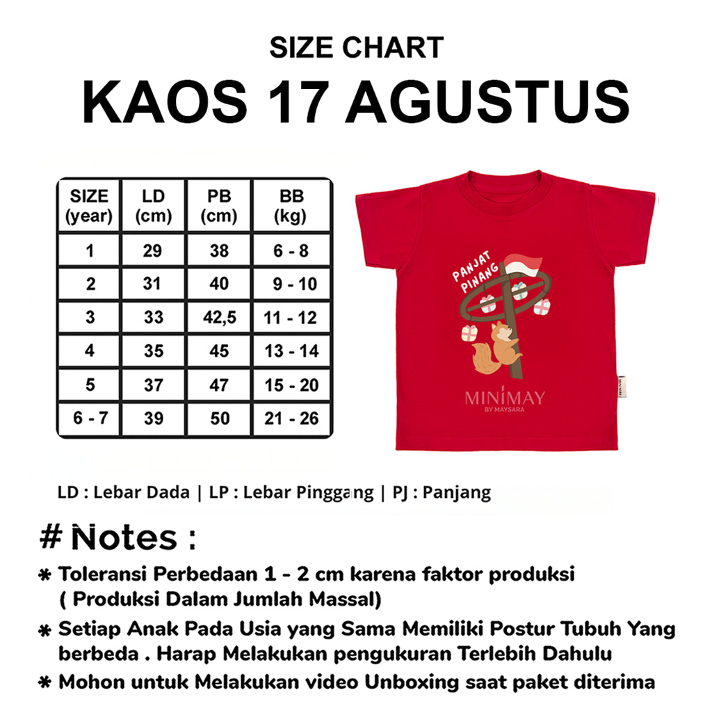 Kaos Anak 17 Agustus Indonesia