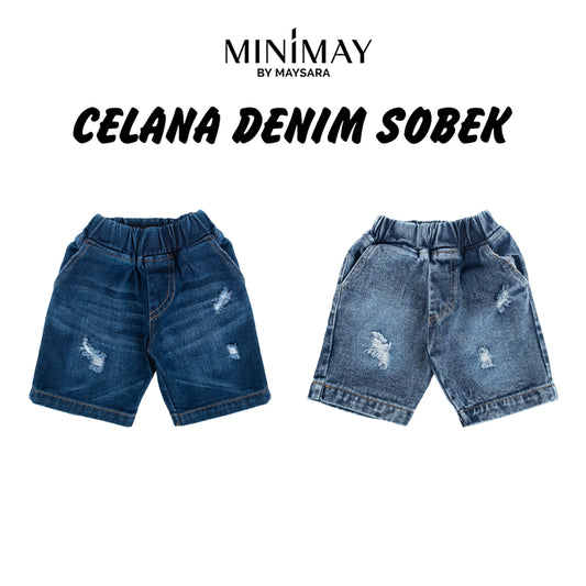 Celana Short Denim Sobek